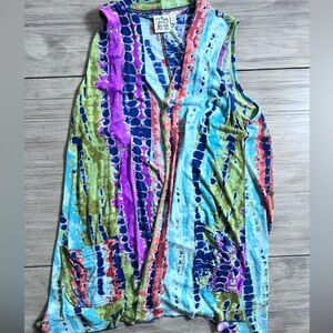 Parsley & Sage Multicolor Tie-Dye Kimono Wrap Layering Lagenlook / S Boho Grunge